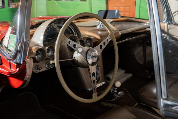 National Corvette Museum-Collections-1961 Honduras Maroon Corvette-April 2025-interior